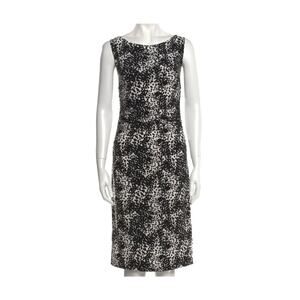 Norma Kamali Animal Print Knee-Length Ruched Black and White Dress Women Size XL